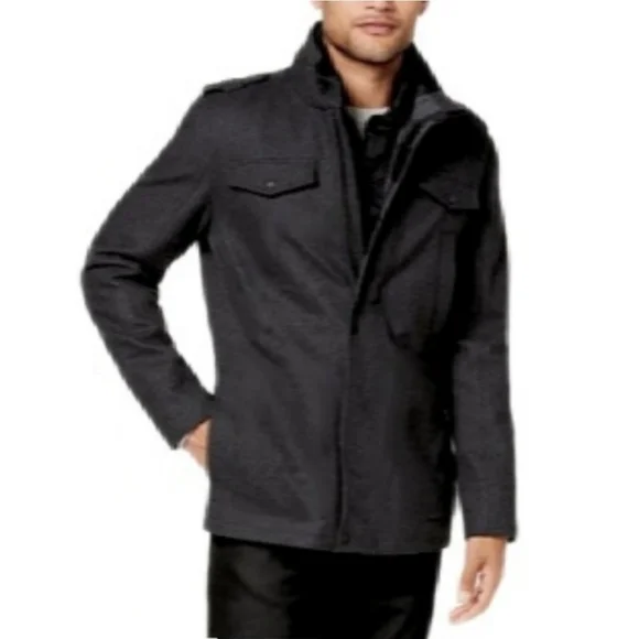 Guess Jackets Coats Guess Mens M Black Wool Mix Thick Quilted Insulated Lining Zip Jacket Poshmark